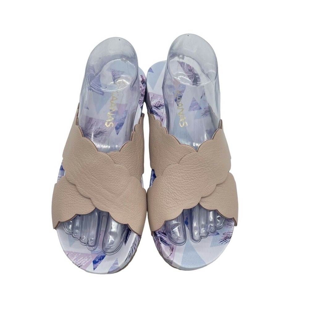 Kaanas Sandals Womens 8 Pattaya Slide Slip On‎ Genuine Leather Resort Tan New